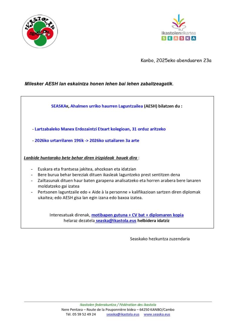 Read more about the article Lan Eskaintza AESH 